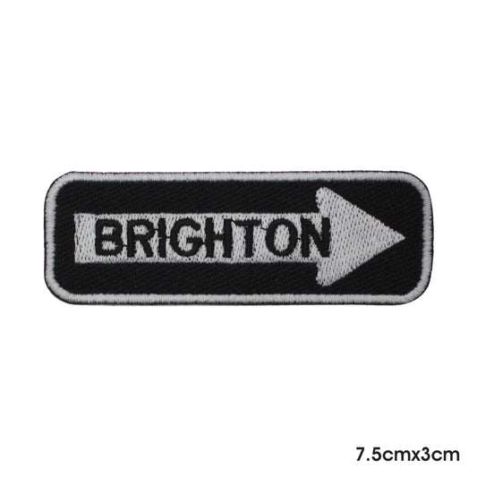 BRIGHTON Patch Iron on Sew on Patch Badge For Clothes.