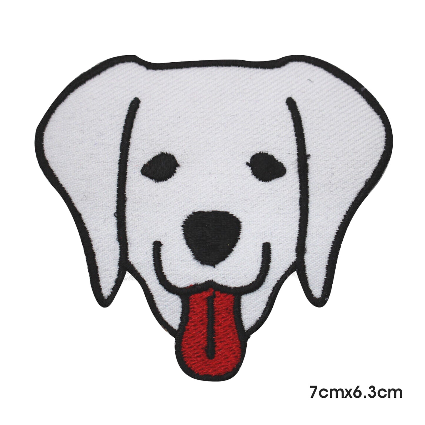 Patch de dessin animé de visage de chien à repasser sur coudre sur un badge pour vêtements.