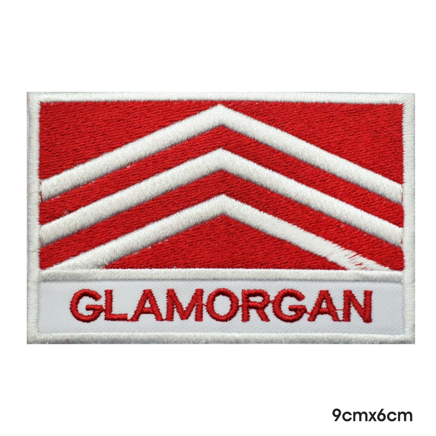 Drapeau du comté GLAMORGAN avec nom, patch thermocollant à coudre pour vêtements.