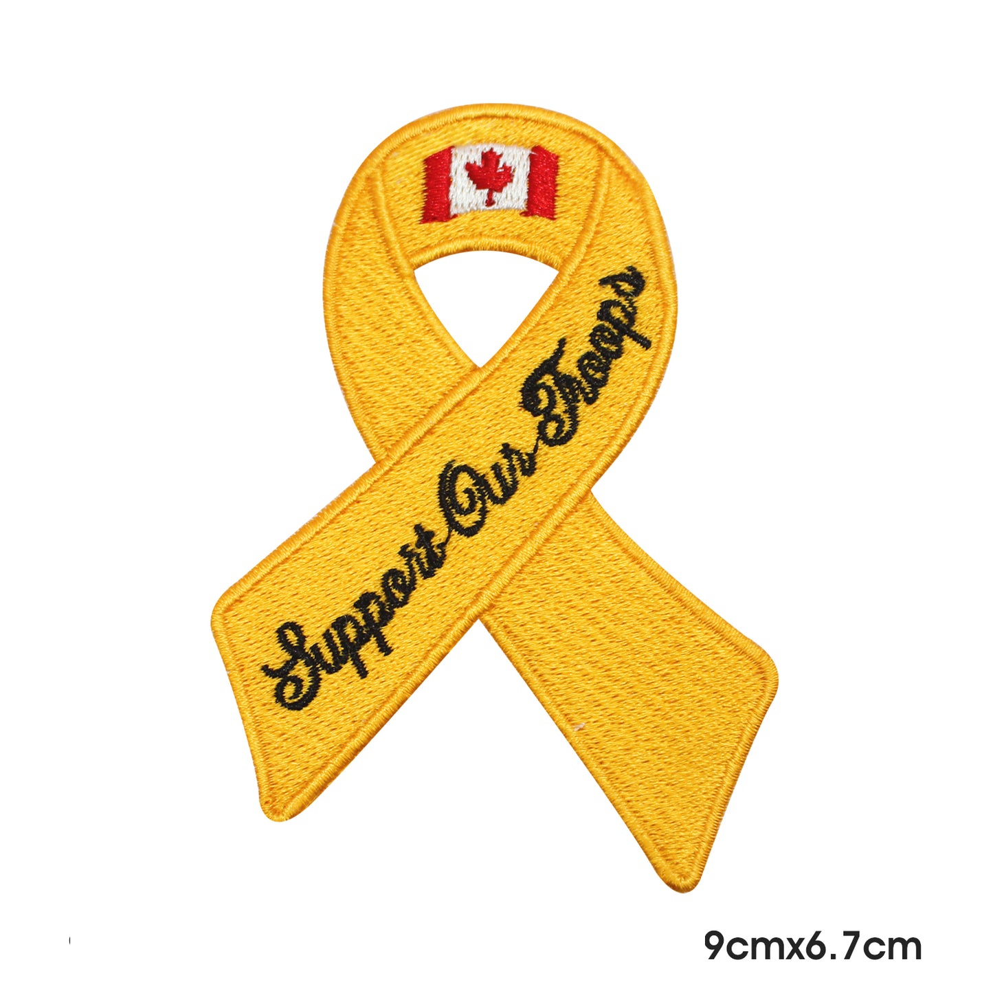 Support Our Troop Canada Flag Ribbon Patch Iron on Sew on Patch Badge For Clothes.