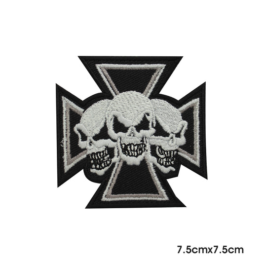 3 Skeleton Cross Patch Iron on Sew on Patch Badge For Clothes.