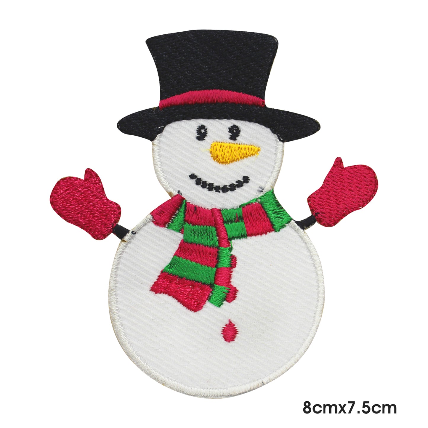 Bonhomme de neige chapeau noir avec mains Patch de Noël thermocollant à coudre sur patch/badge brodé