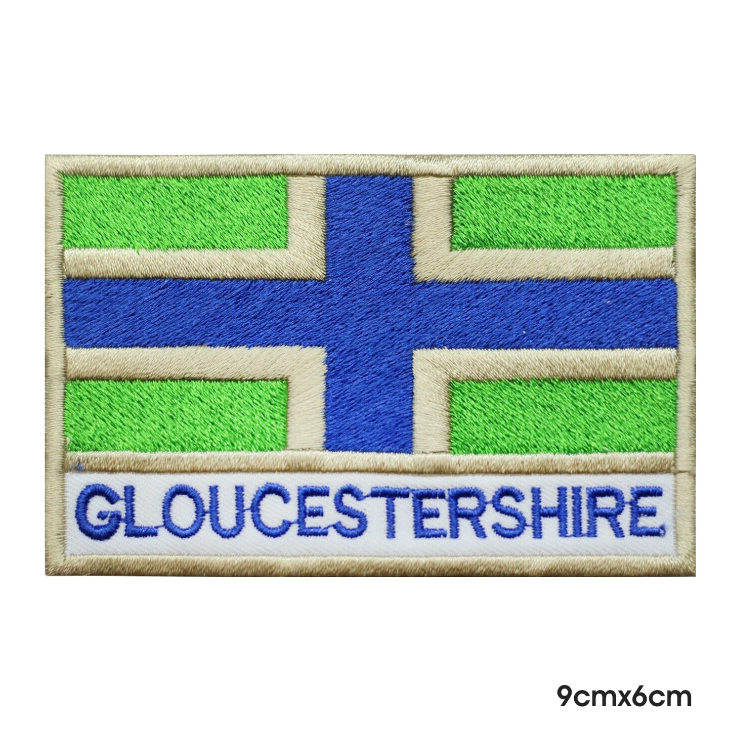 GLOUCESTERSHIRE County Flag With Name Patch Iron on Sew on Patch Badge For Clothes.