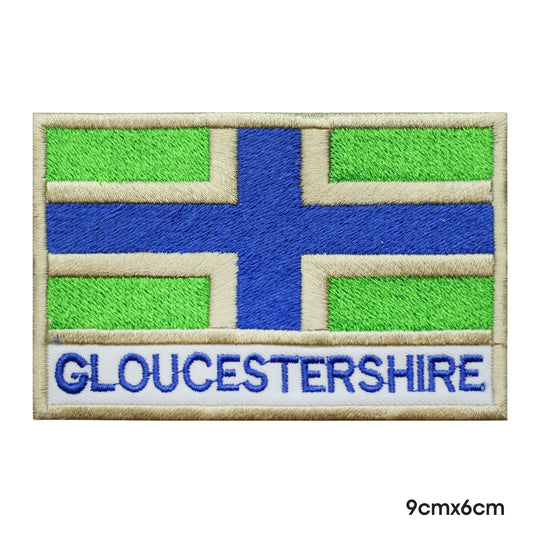 Drapeau du comté de GLOUCESTERSHIRE avec nom, patch thermocollant à coudre pour vêtements.