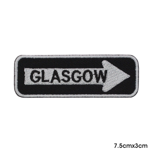 GLASGOW Patch Iron on Sew on Patch Badge For Clothes.