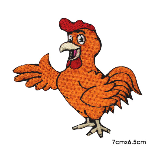 Rooster Orange Patch Iron on Sew on Patch Badge For Clothes.