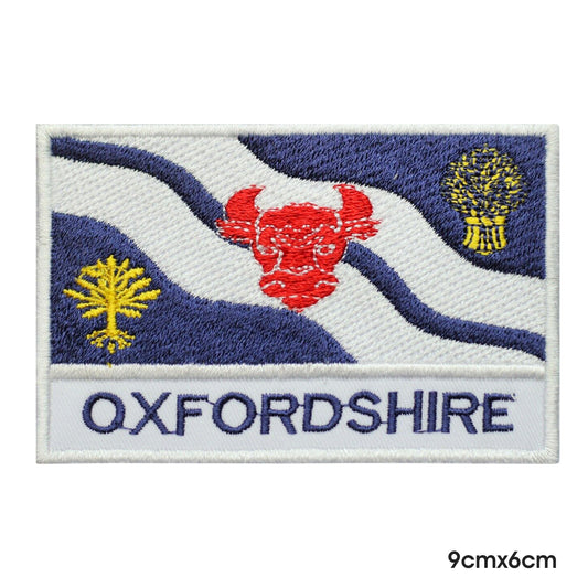 Drapeau du comté d'OXFORDSHIRE avec nom, patch thermocollant à coudre pour vêtements.