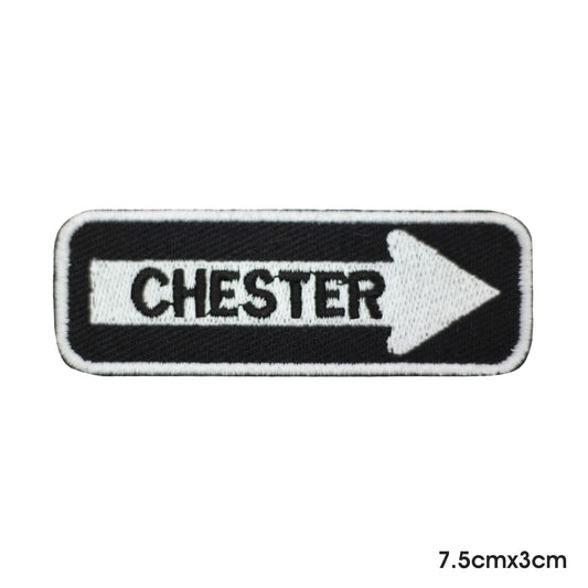 CHESTER Patch Iron on Sew on Patch Badge For Clothes.