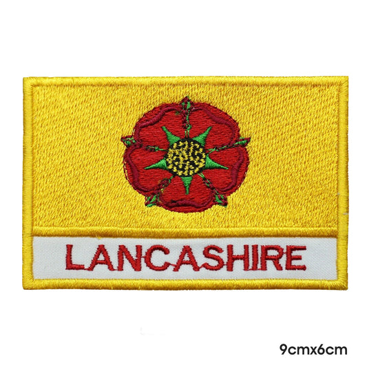 LANCASHIRE County Flag With Name Patch Iron on Sew on Patch Badge For Clothes.