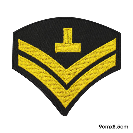 Parche dorado con tira del ejército para planchar y coser, insignia para ropa.