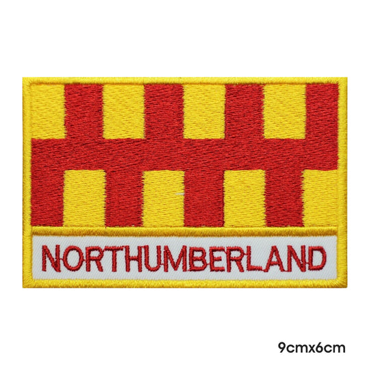 Drapeau du comté de Northumberland avec nom, patch thermocollant à coudre sur badge pour vêtements.