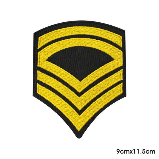 Parche dorado con tira del ejército para planchar y coser, insignia para ropa.