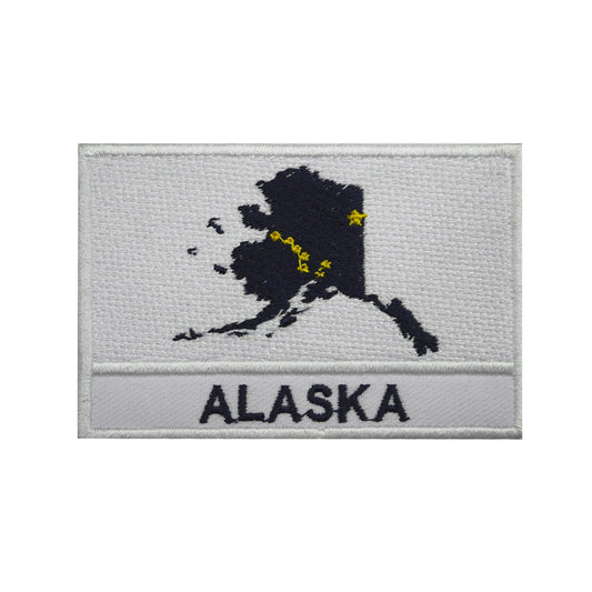 Parche de bandera del mapa de la isla de ALASKA, parche bordado para planchar, parche para coser