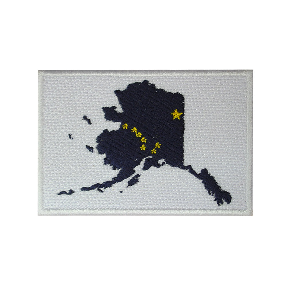 Parche de bandera del mapa de la isla de ALASKA, parche bordado para planchar, parche para coser