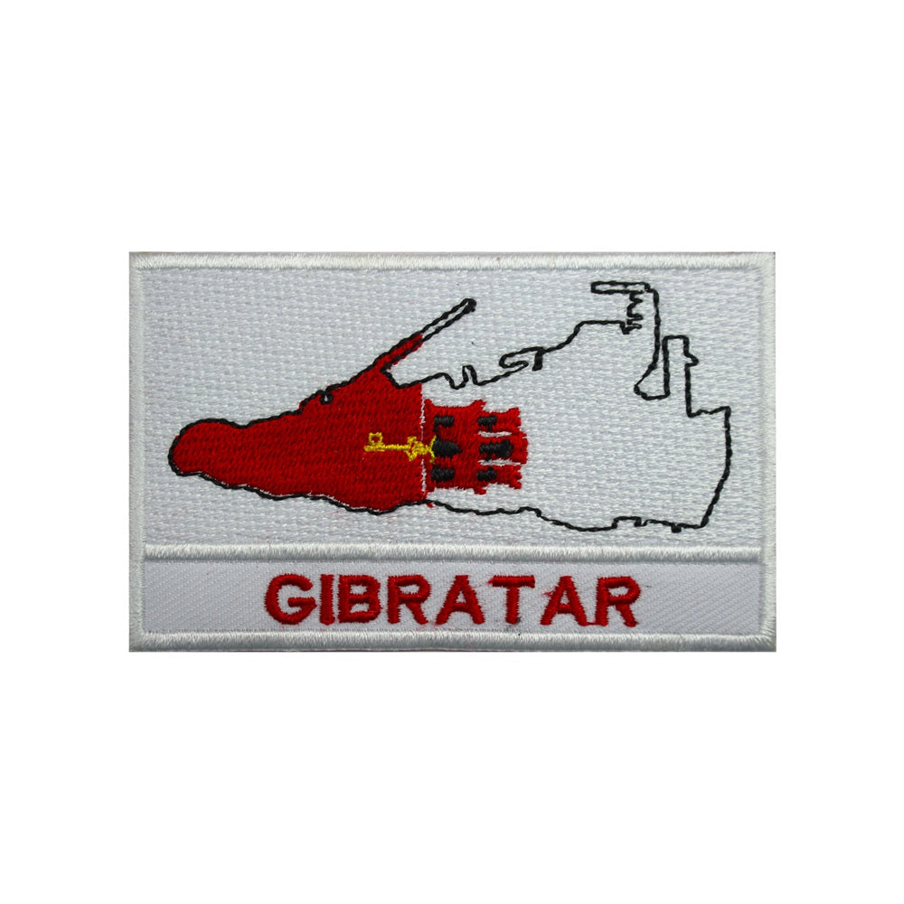 Parche de bandera de mapa de la isla de GIBRATAR para planchar, parche bordado, parche para coser