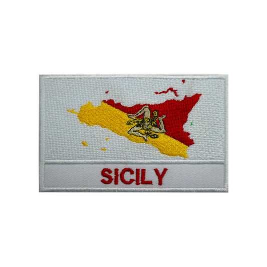 SICILY Island Map Flag Patch Iron On Patch Embroidered Patch Sew On Patch