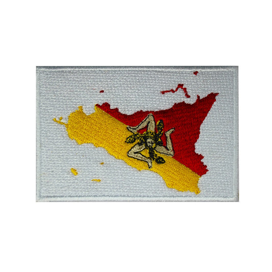 Parche de bandera del mapa de la isla de SICILIA, parche bordado para planchar, parche para coser