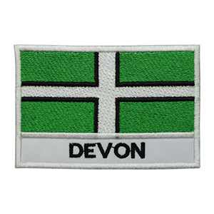 DEVON County Flag With Name Patch Iron on Sew on Patch Badge For Clothes.