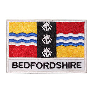 BEDFORDSHIRE County Flag With Name Patch Iron on Sew on Patch Badge For Clothes.