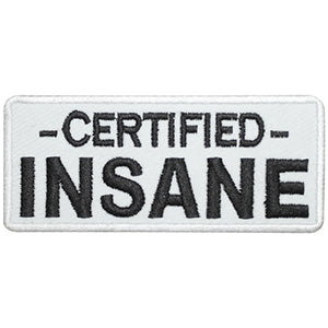 Logo Insane certifié Blanc/Noir Patch thermocollant à coudre sur badge pour vêtements.