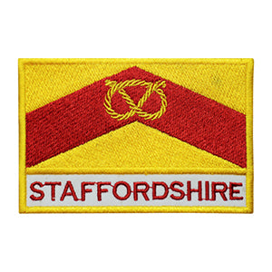 STAFFORDSHIRE County Flag With Name Patch Iron on Sew on Patch Badge For Clothes.