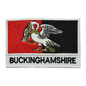 BUCKINGHAMSHIRE County Flag With Name Patch Iron on Sew on Patch Badge For Clothes.