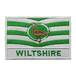 WILTSHIRE County Flag With Name Patch Iron on Sew on Patch Badge For Clothes.