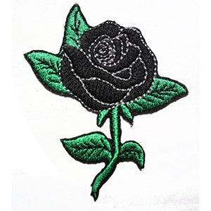 Patch de fleur de rose noire à repasser sur coudre sur un badge pour vêtements.