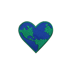 Heart Shape Earth Patch Iron on Sew on Patch Badge For Clothes.