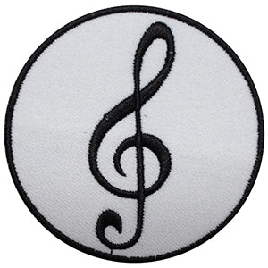 Signe de note de musique, patch de forme ronde à repasser sur coudre sur un badge pour vêtements.