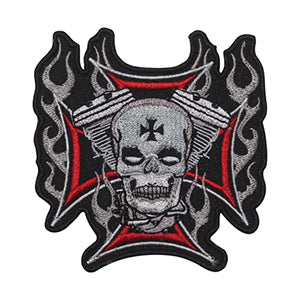 Cross Fire Skull Bikers Logo Patch Iron on Sew on Patch Badge For Clothes.