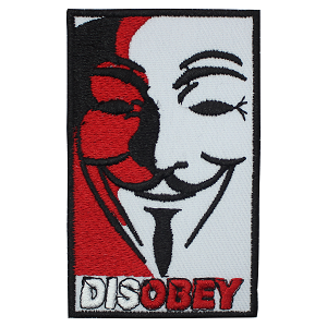 Désobéir visage patch fer sur coudre sur patch badge pour vêtements.