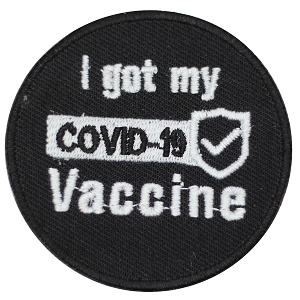 J’ai reçu mon patch Covid-19 à repasser sur un badge à coudre pour les vêtements.